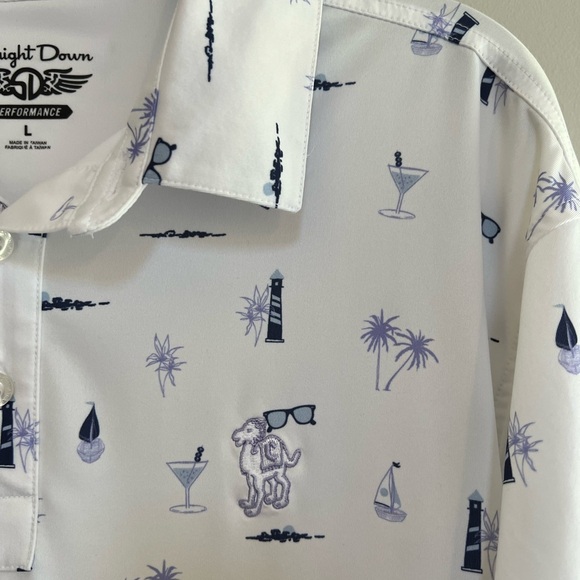 Straight Down Men's Performance Coastal Polo in White, size L - Picture 5 of 9